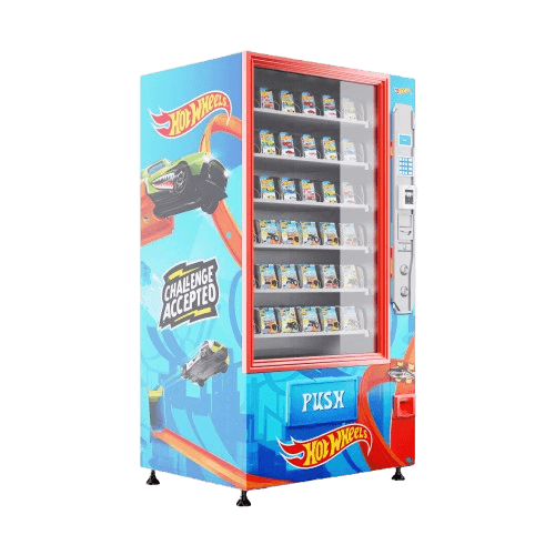 Themed collectible vendor — Mattel-licensed character wrap